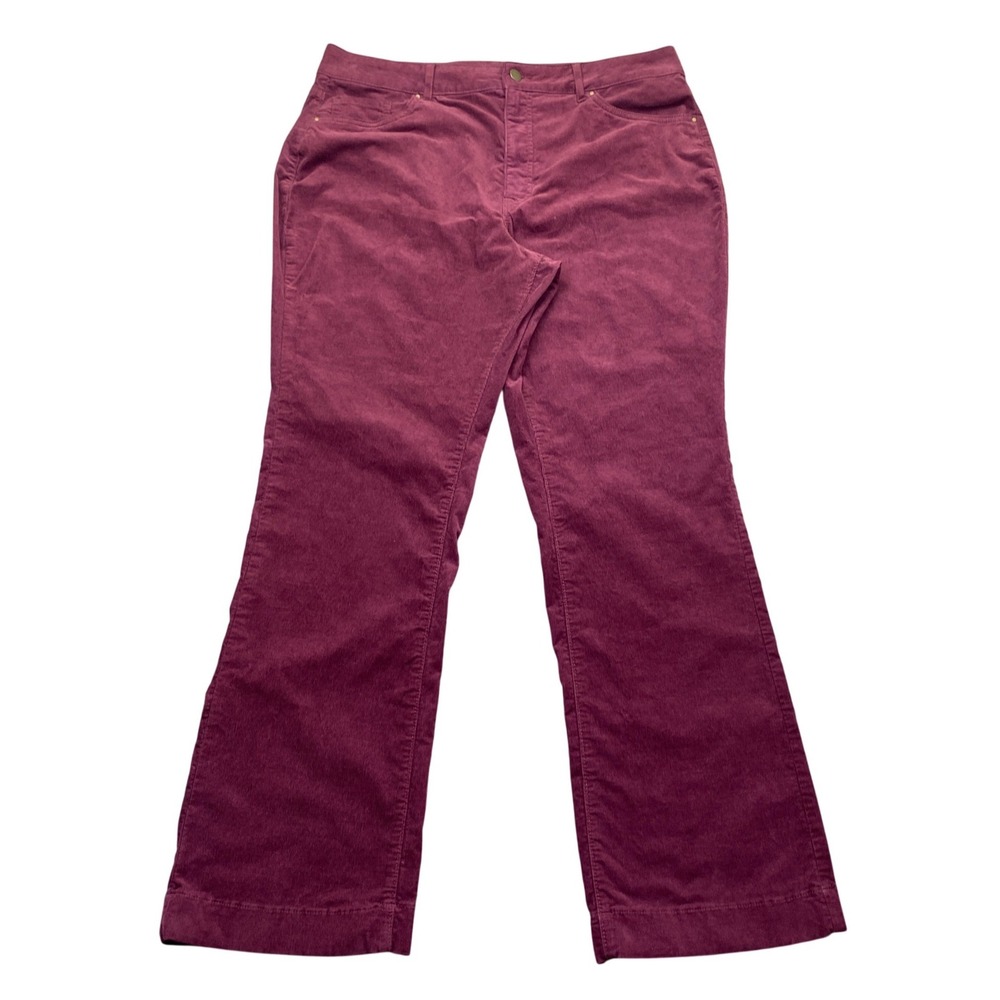 Croft & Barrow Womens Burgundy Corduroy Straight Leg Pants Sz 16 Maroon Stretch